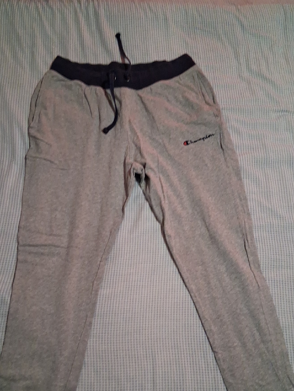 Champion Light Gray Joggers with Dark Navy Waistband